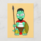 Tyrannosaurus rex verkleed als Leonidas. Briefkaart (Voorkant)