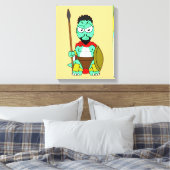 Tyrannosaurus rex verkleed als Leonidas. Canvas Afdruk (Insitu (Slaapkamer))