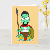 Tyrannosaurus rex verkleed als Leonidas. Kaart (Gele Bloem)