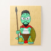 Tyrannosaurus rex verkleed als Leonidas. Legpuzzel (Verticaal)