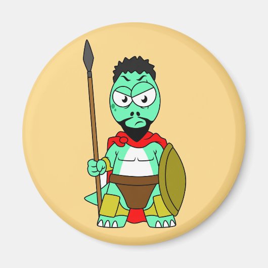 Tyrannosaurus rex verkleed als Leonidas. Magneet (Voorkant)