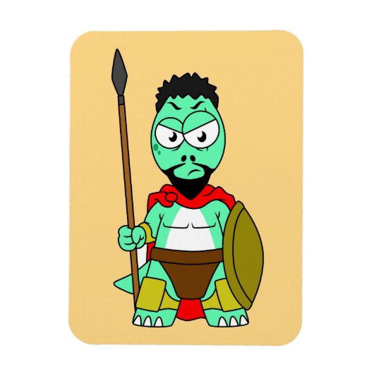 Tyrannosaurus rex verkleed als Leonidas. Magneet (Verticaal)