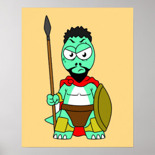 Tyrannosaurus rex verkleed als Leonidas. Poster