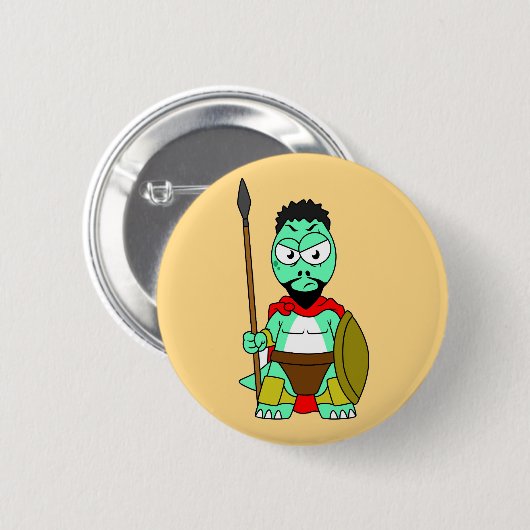 Tyrannosaurus rex verkleed als Leonidas. Ronde Button 5,7 Cm (Voorkant /achterkant)