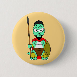 Tyrannosaurus rex verkleed als Leonidas. Ronde Button 5,7 Cm