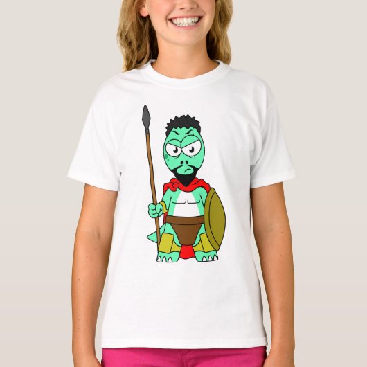 Tyrannosaurus rex verkleed als Leonidas. T-shirt (Voorkant)