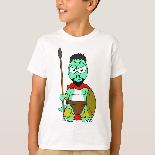 Tyrannosaurus rex verkleed als Leonidas. T-shirt (Voorkant)