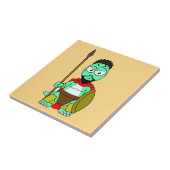 Tyrannosaurus rex verkleed als Leonidas. Tegeltje (Zijkant)