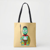 Tyrannosaurus rex verkleed als Leonidas. Tote Bag (Voorkant)