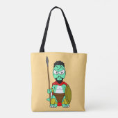 Tyrannosaurus rex verkleed als Leonidas. Tote Bag (Achterkant)