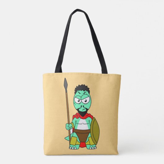Tyrannosaurus rex verkleed als Leonidas. Tote Bag (Achterkant)