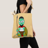 Tyrannosaurus rex verkleed als Leonidas. Tote Bag (Dichtbij)