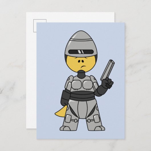 Tyrannosaurus rex verkleed als robocop. briefkaart (Voorkant / Achterkant)