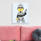 Tyrannosaurus rex verkleed als robocop. canvas afdruk (Insitu (Woonkamer))