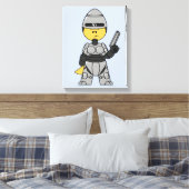Tyrannosaurus rex verkleed als robocop. canvas afdruk (Insitu (Slaapkamer))