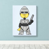 Tyrannosaurus rex verkleed als robocop. canvas afdruk (Insitu (Houten vloer))