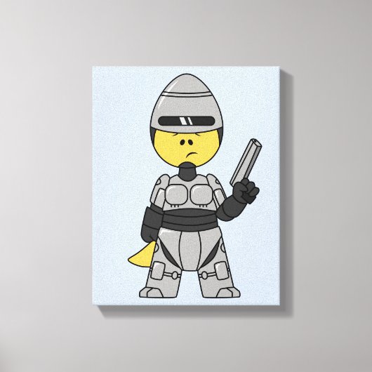 Tyrannosaurus rex verkleed als robocop. canvas afdruk (Voorkant)
