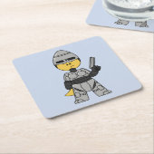 Tyrannosaurus rex verkleed als robocop. kartonnen onderzetters (Schuin)