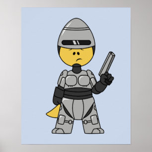 Tyrannosaurus rex verkleed als robocop. poster