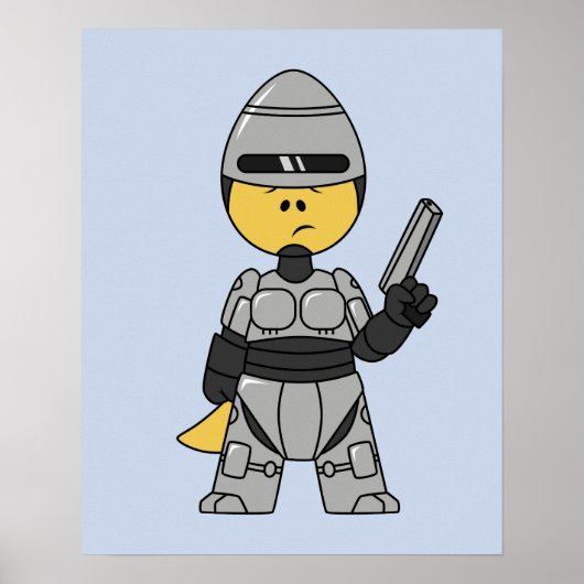 Tyrannosaurus rex verkleed als robocop. poster (Voorkant)