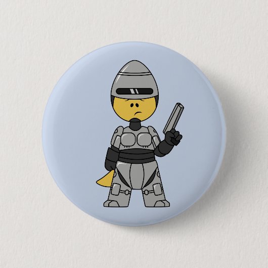Tyrannosaurus rex verkleed als robocop. ronde button 5,7 cm (Voorkant)