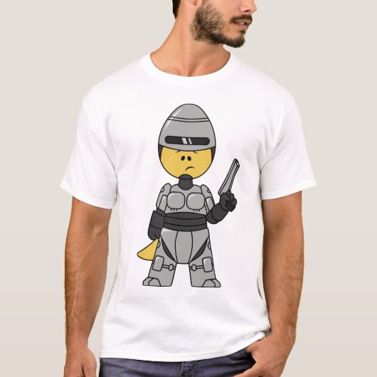 Tyrannosaurus rex verkleed als robocop. t-shirt (Voorkant)
