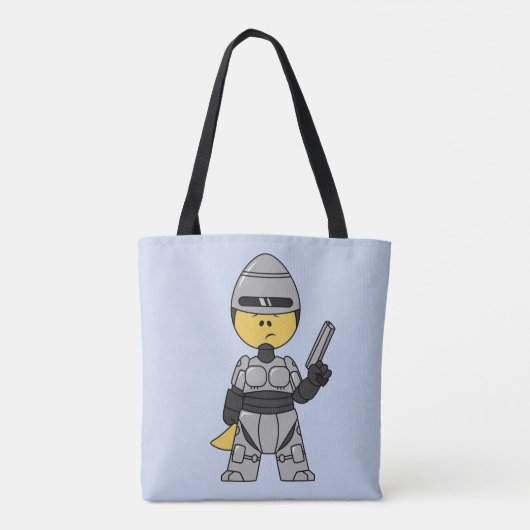 Tyrannosaurus rex verkleed als robocop. tote bag (Achterkant)