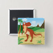 Tyrannosaurus Rex Vierkante Button 5,1 Cm (Voorkant /achterkant)