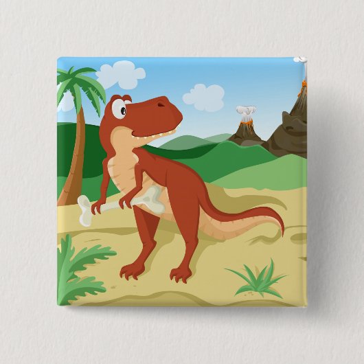 Tyrannosaurus Rex Vierkante Button 5,1 Cm (Voorkant)