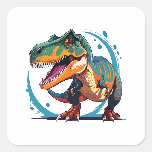 Tyrannosaurus Rex Vierkante Sticker (Voorkant)