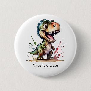 Tyrannosaurus Rex Watercolor Spat Geschenk met Naa Ronde Button 5,7 Cm
