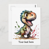 Tyrannosaurus rex Waterverf splash gepersonaliseer Briefkaart (Voorkant / Achterkant)
