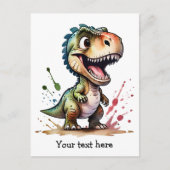 Tyrannosaurus rex Waterverf splash gepersonaliseer Briefkaart (Voorkant)