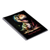 Tyrannosaurus rex Waterverf splash gepersonaliseer Notitieboek (Rechterzijde)