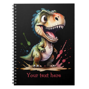 Tyrannosaurus rex Waterverf splash gepersonaliseer Notitieboek