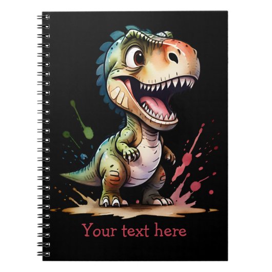 Tyrannosaurus rex Waterverf splash gepersonaliseer Notitieboek (Voorkant)