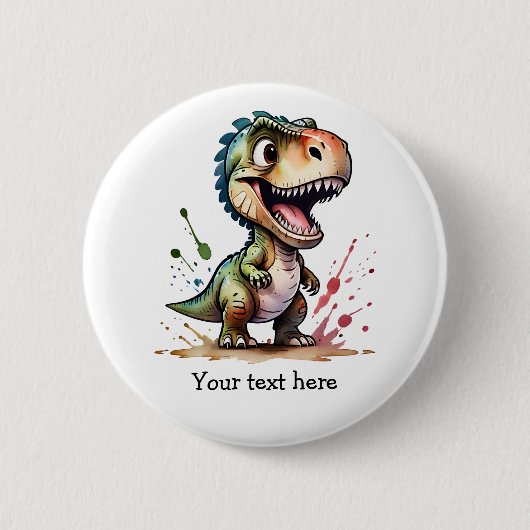 Tyrannosaurus rex Waterverf splash gepersonaliseer Ronde Button 5,7 Cm (Voorkant)
