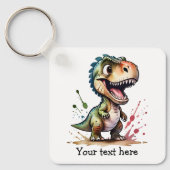 Tyrannosaurus rex Waterverf splash gepersonaliseer Sleutelhanger (Voorkant)