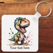 Tyrannosaurus rex Waterverf splash gepersonaliseer Sleutelhanger (Achterkant)