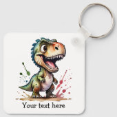 Tyrannosaurus rex Waterverf splash gepersonaliseer Sleutelhanger (Achterkant)