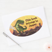 Tyrannosaurus Rex Writing Stuff Ovale Sticker (Envelop)