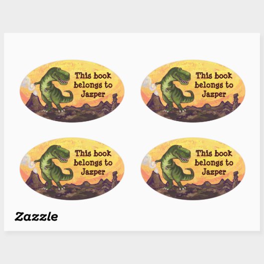 Tyrannosaurus Rex Writing Stuff Ovale Sticker (Vel)