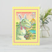 TYRANNOSAURUS, SCHATTIGE T-REX, PAASHAAS DINO Flat Feestdagenkaart (Staand voorkant)