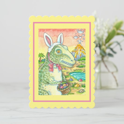 TYRANNOSAURUS, SCHATTIGE T-REX, PAASHAAS DINO Flat Feestdagenkaart (Staand voorkant)