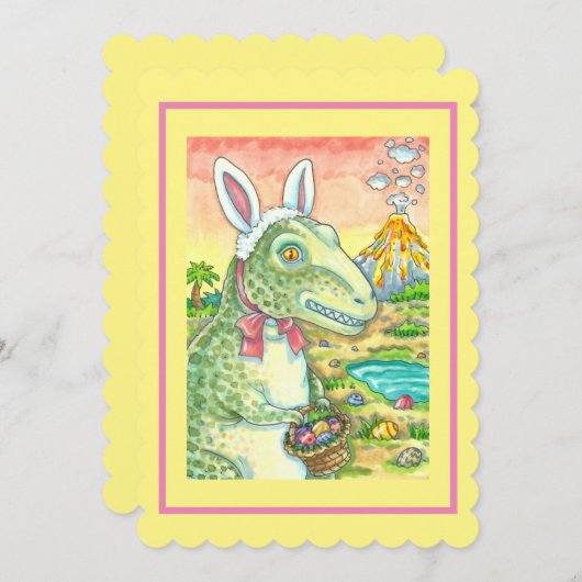 TYRANNOSAURUS, SCHATTIGE T-REX, PAASHAAS DINO Flat Feestdagenkaart (Voorkant / Achterkant)