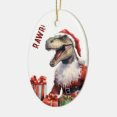 Tyrannosaurus Sinterklaas Kerstmis Keramisch Ornament (Links)