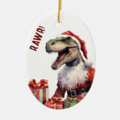Tyrannosaurus Sinterklaas Kerstmis Keramisch Ornament (Voorkant)