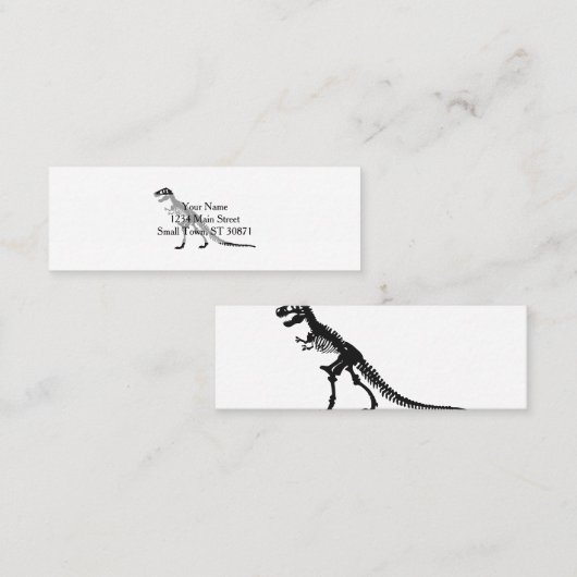 Tyrannosaurus Skeleton - Choose background color Mini Visitekaartje (Voorkant / Achterkant)