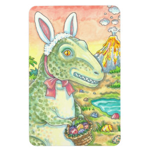 TYRANNOSAURUS T REX EASTER BUNNY MAGNET Lge Magneet