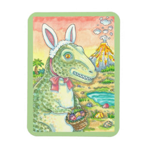 TYRANNOSAURUS T REX EASTER BUNNY MAGNET Rectangle Magneet
